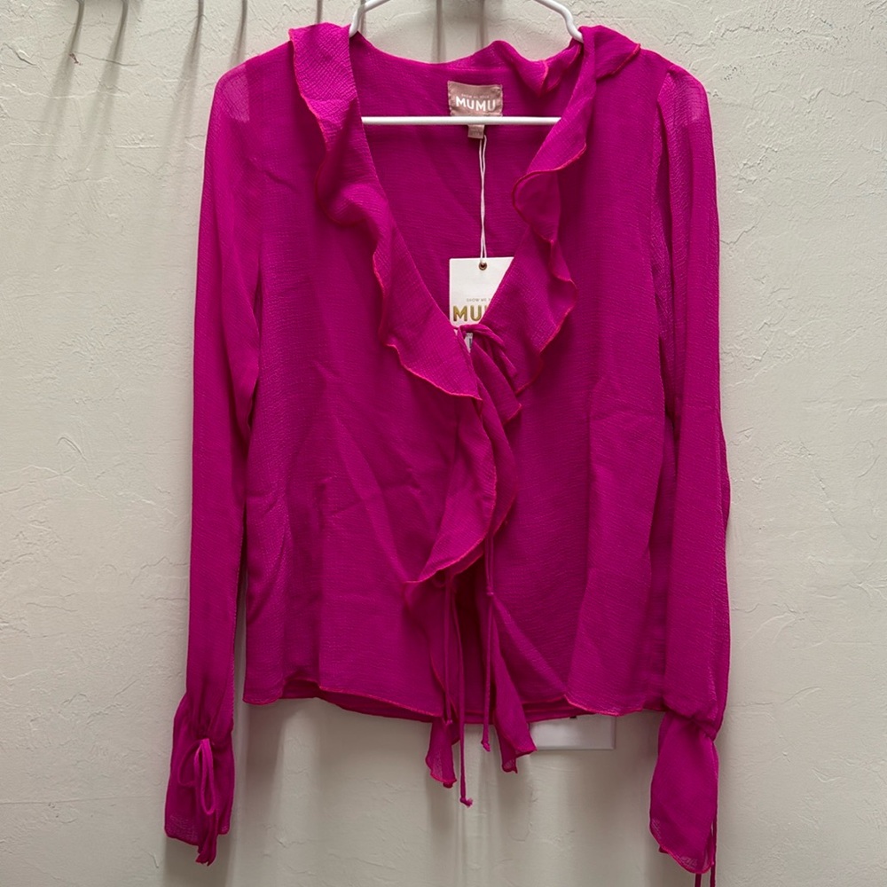 Show Me Your MuMu Pink Ruffle Blouse - Picture 2 of 8